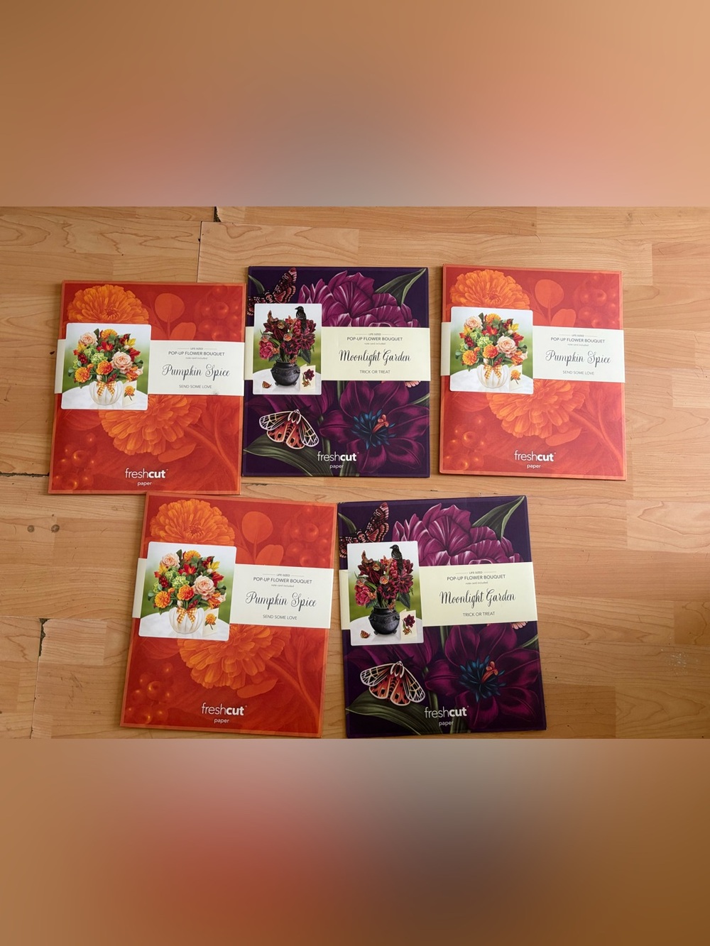 Lot of 5 FreshCut Paper 3D Pop-Up Flower Pumpkin spice Moonlight Garden NEW